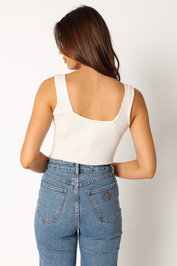 TOPS @Vicki Rib Tank - White