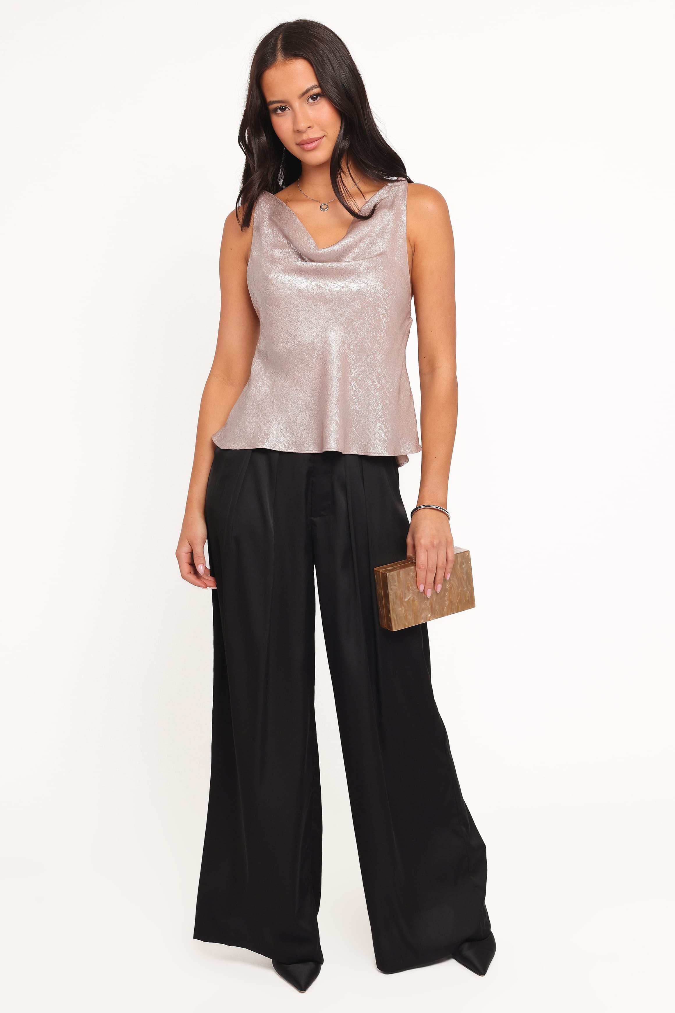 TOPS Vita Cowl Neck Cami Top - Champagne