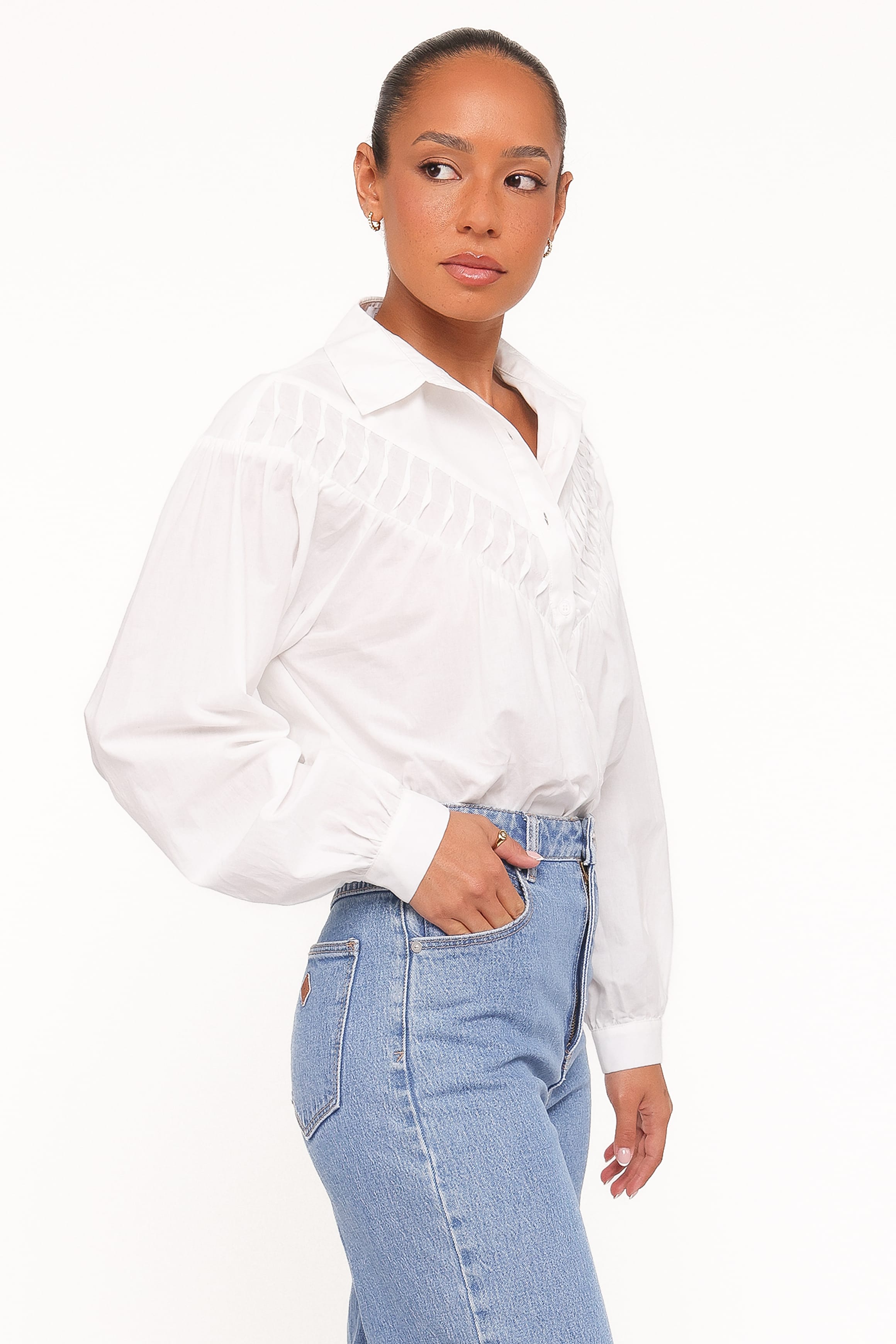 TOPS Watson Lace Inset Shirt - White