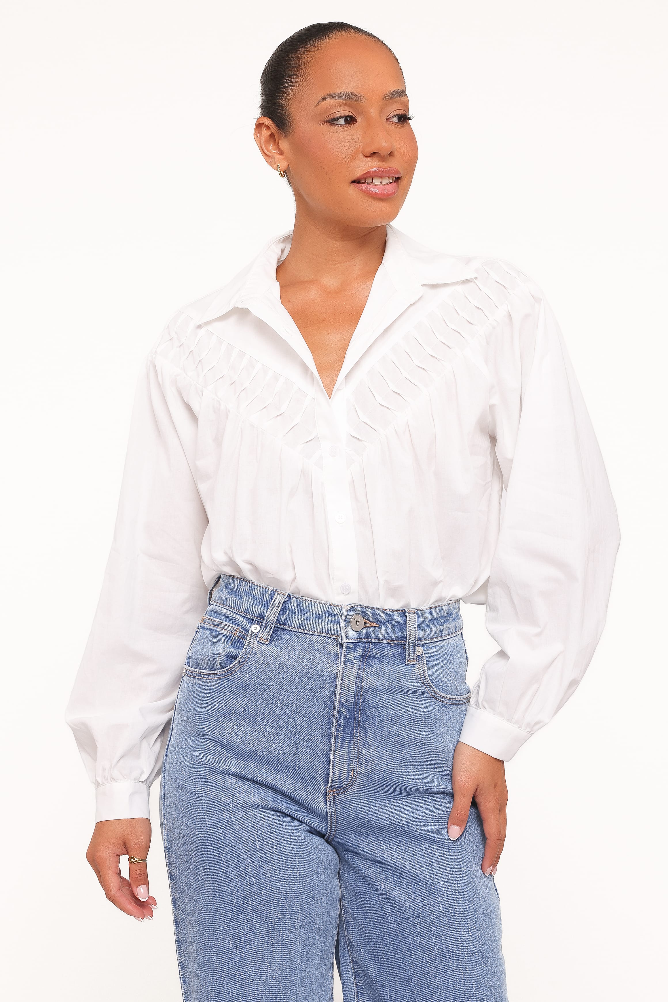 TOPS Watson Lace Inset Shirt - White