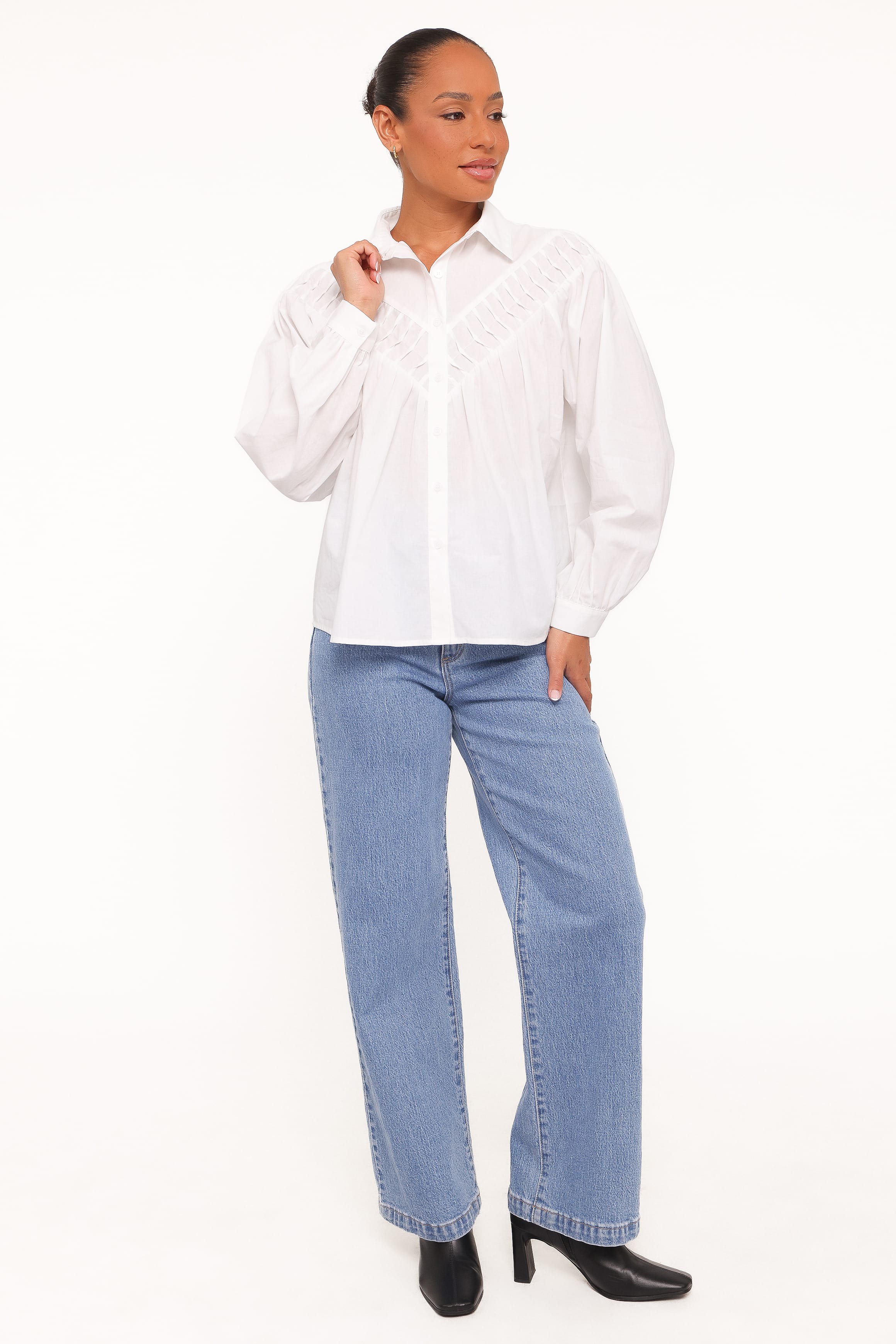 TOPS Watson Lace Inset Shirt - White