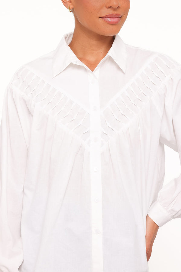 TOPS Watson Lace Inset Shirt - White