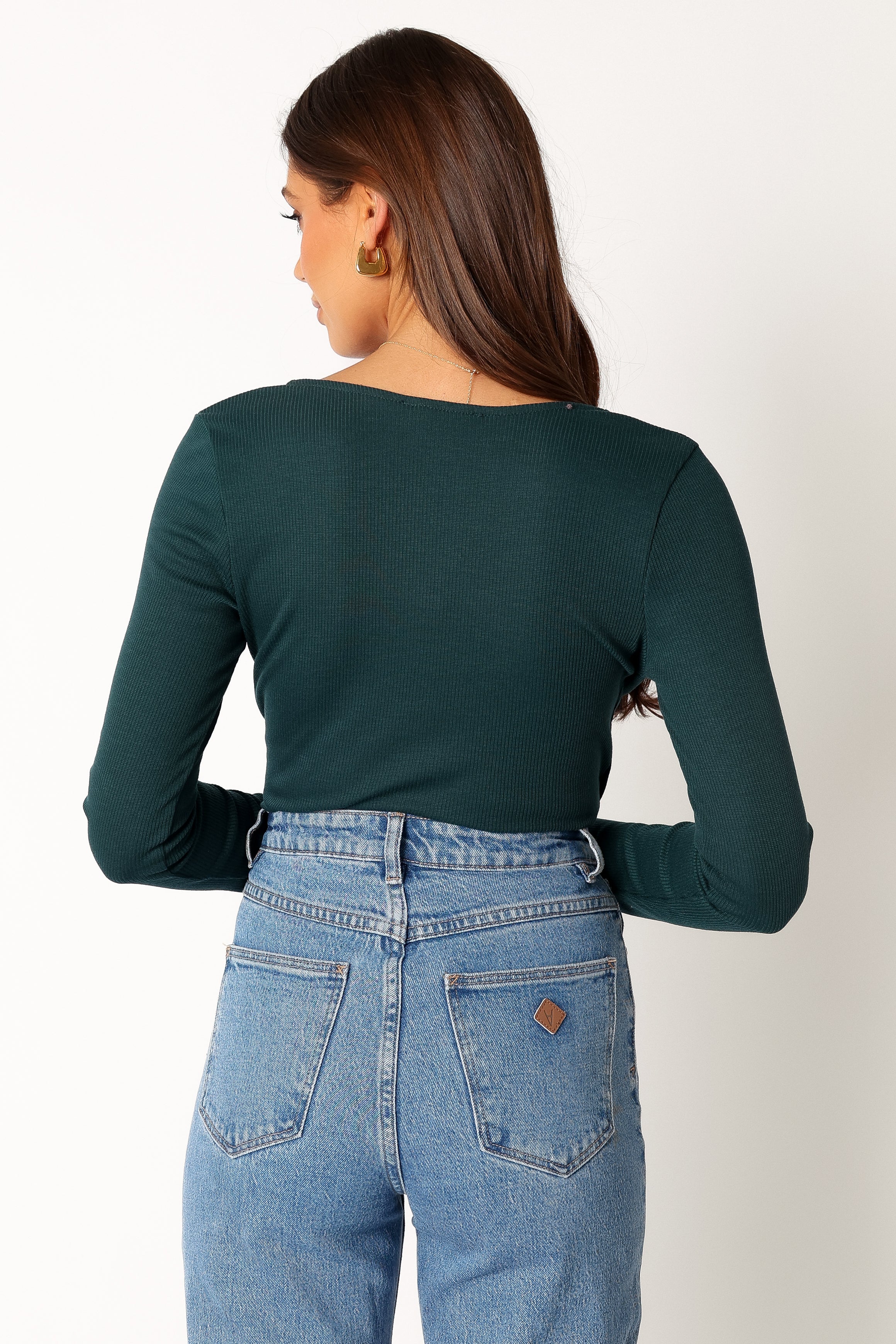 TOPS @Wells Long Sleeve Bodysuit - Hunter Green
