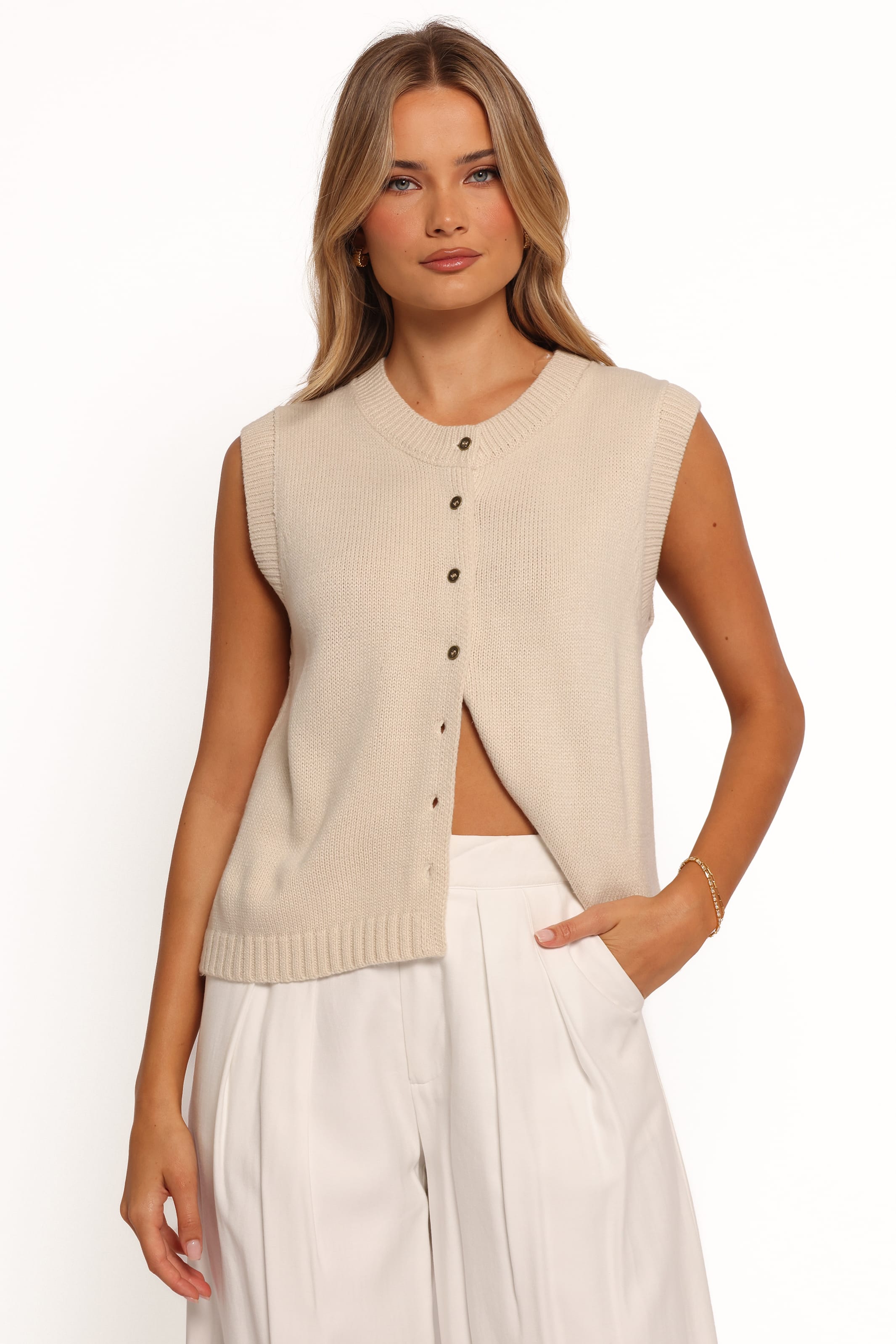 TOPS Weston Knit Vest - Cream