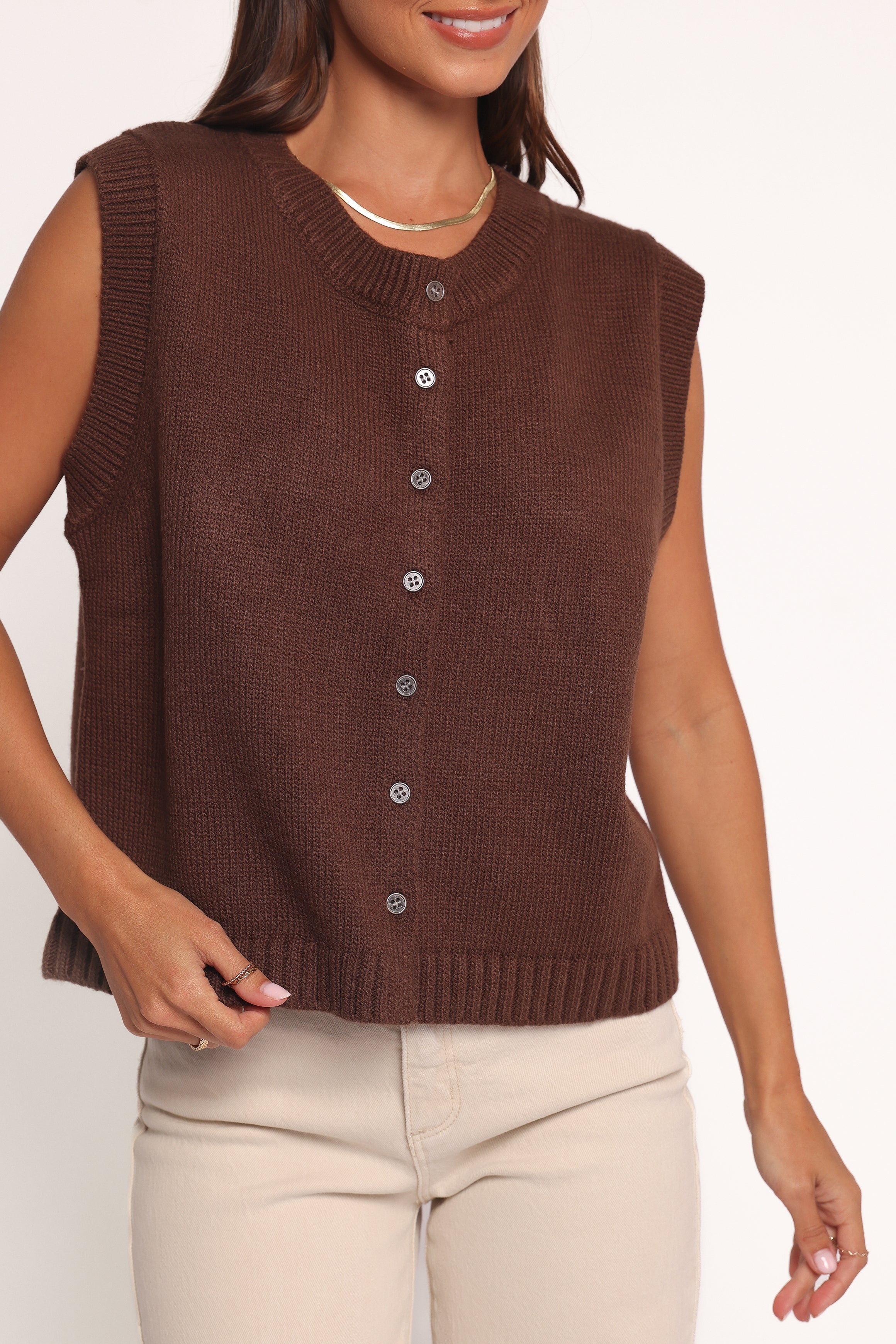 TOPS Weston Knit Vest - Dark Chocolate