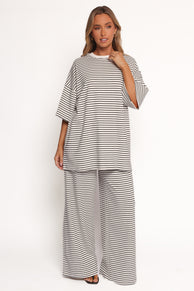 TOPS Wilda Oversized Tee - White Black Stripe