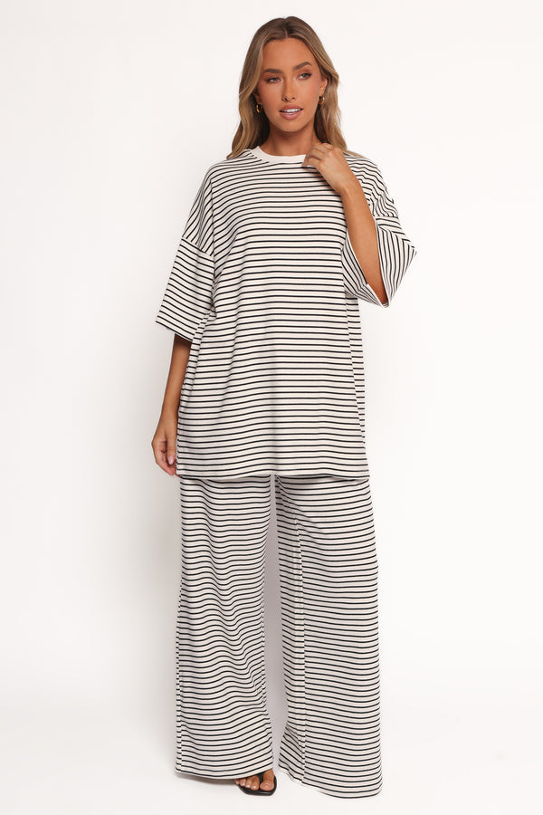 TOPS Wilda Oversized Tee - White Black Stripe
