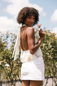 TOPS Willa Halterneck Top - White Floral