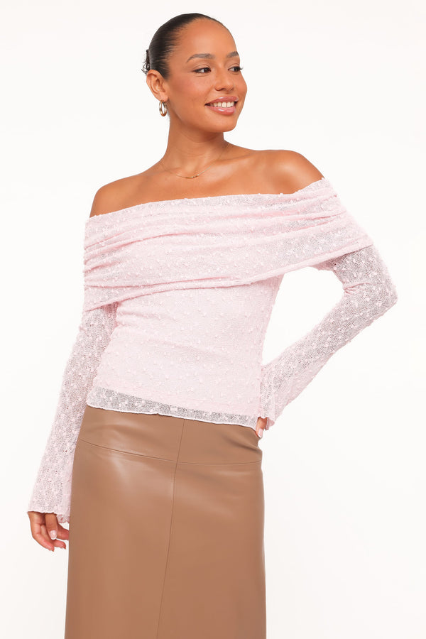 TOPS Wilma Off Shoulder Top - Light Pink