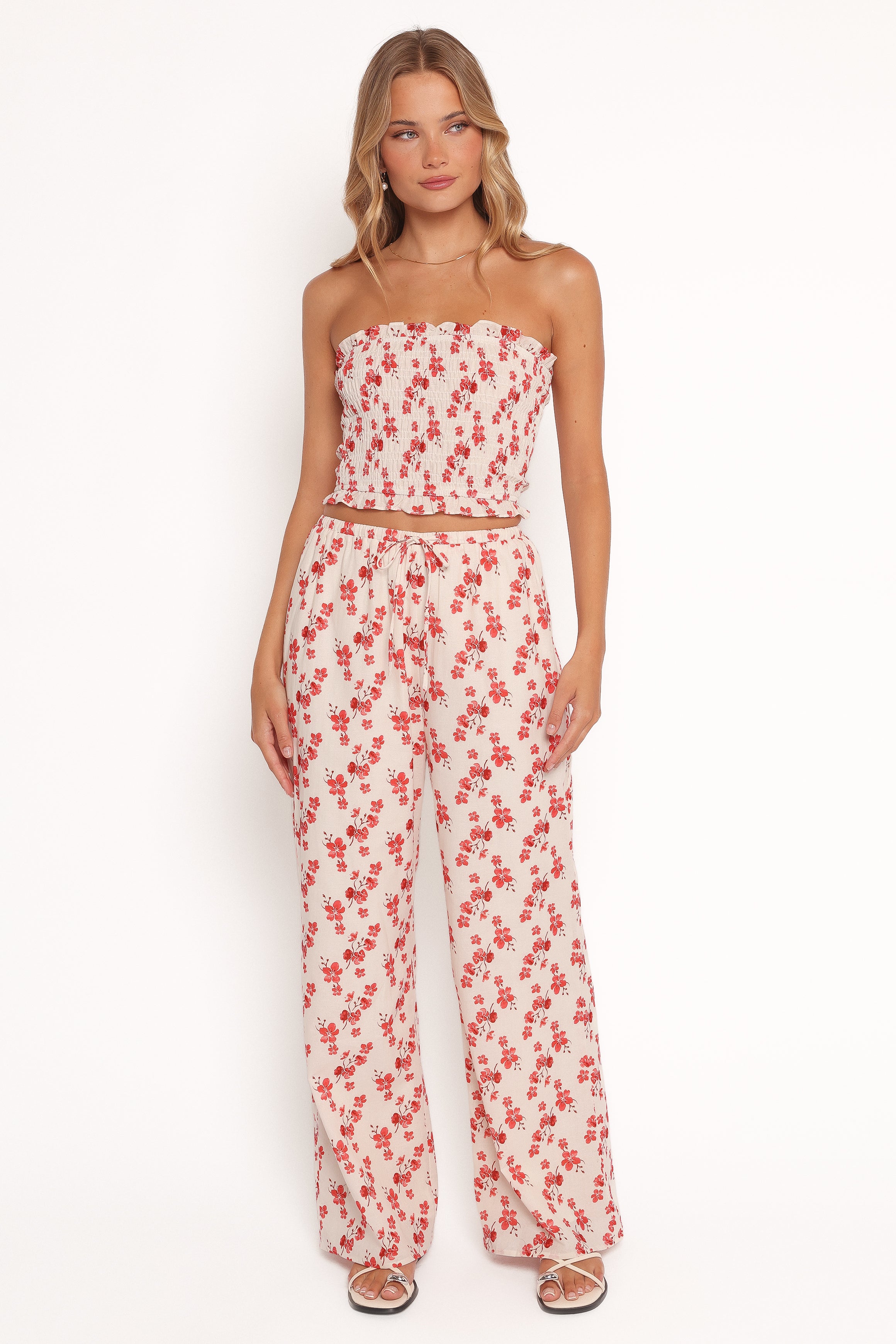 TOPS Winona Strapless Top - Red Blossom