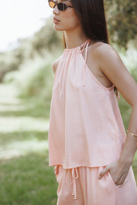 TOPS Wren Halter Tie Top - Pink