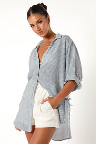 TOPS @Wren Oversized Shirt - Navy