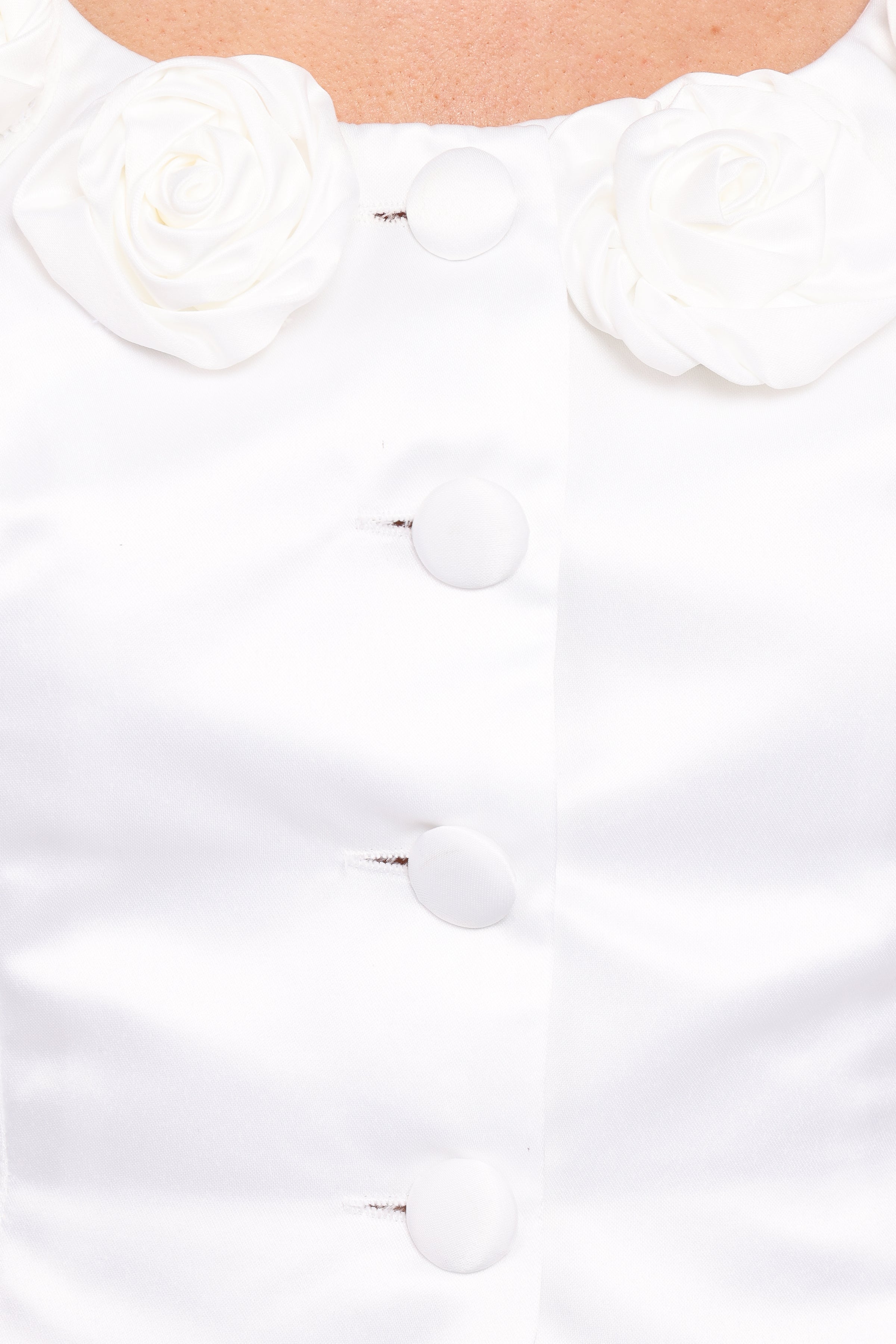 TOPS Xara Satin Vest with Rosettes - Ivory