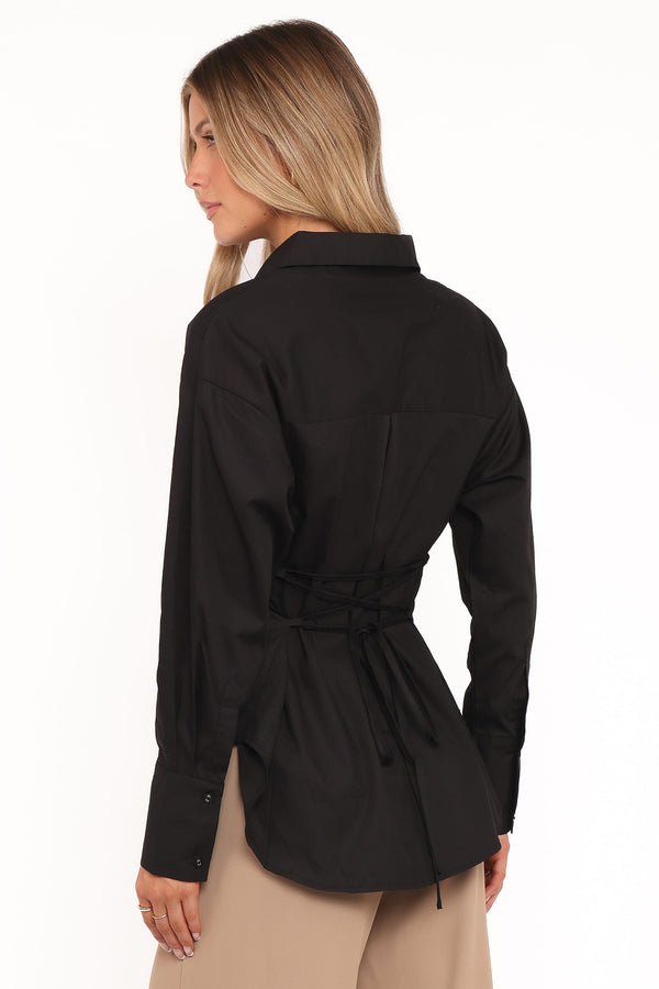 TOPS Yacra Tie Shirt - Black