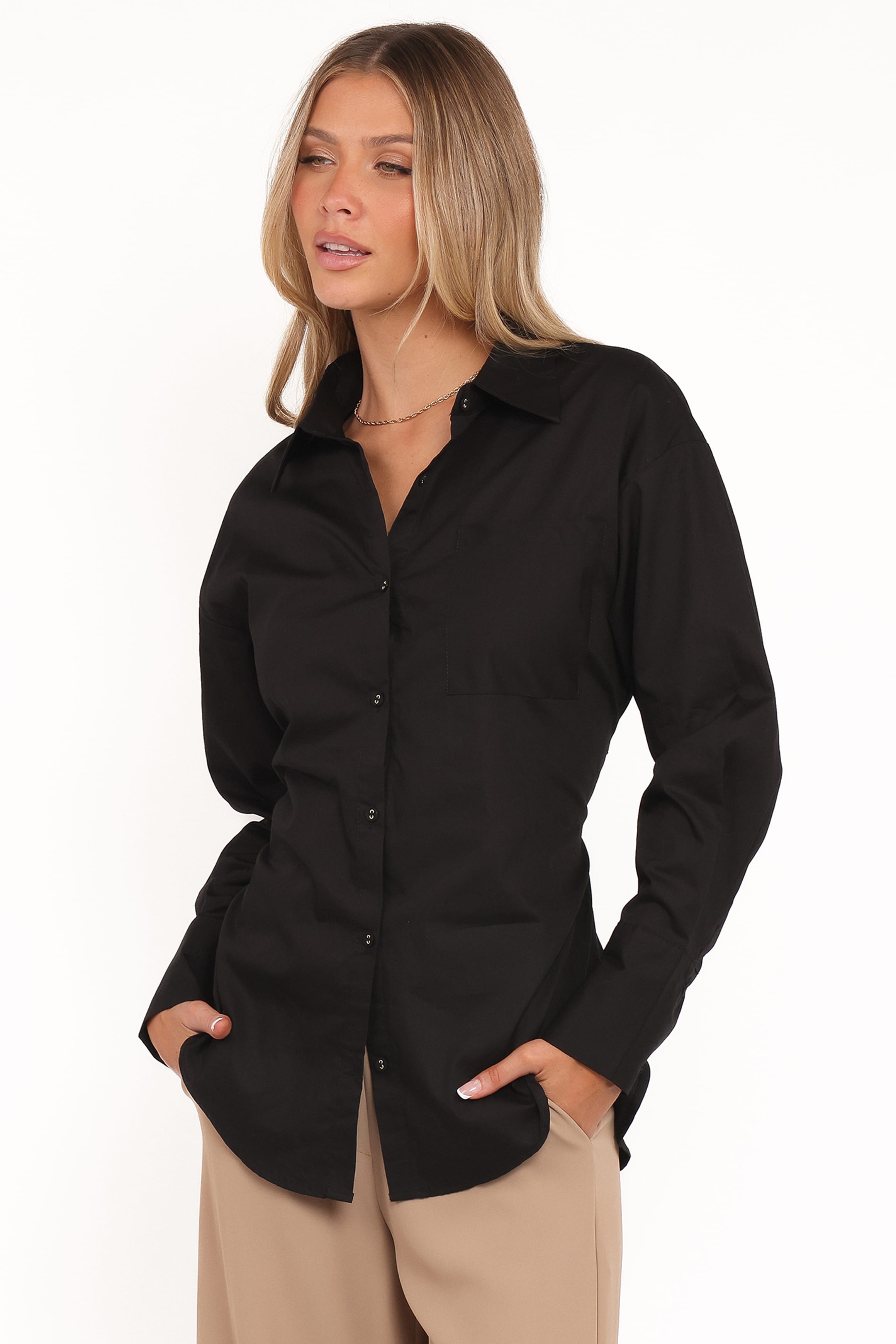 TOPS Yacra Tie Shirt - Black