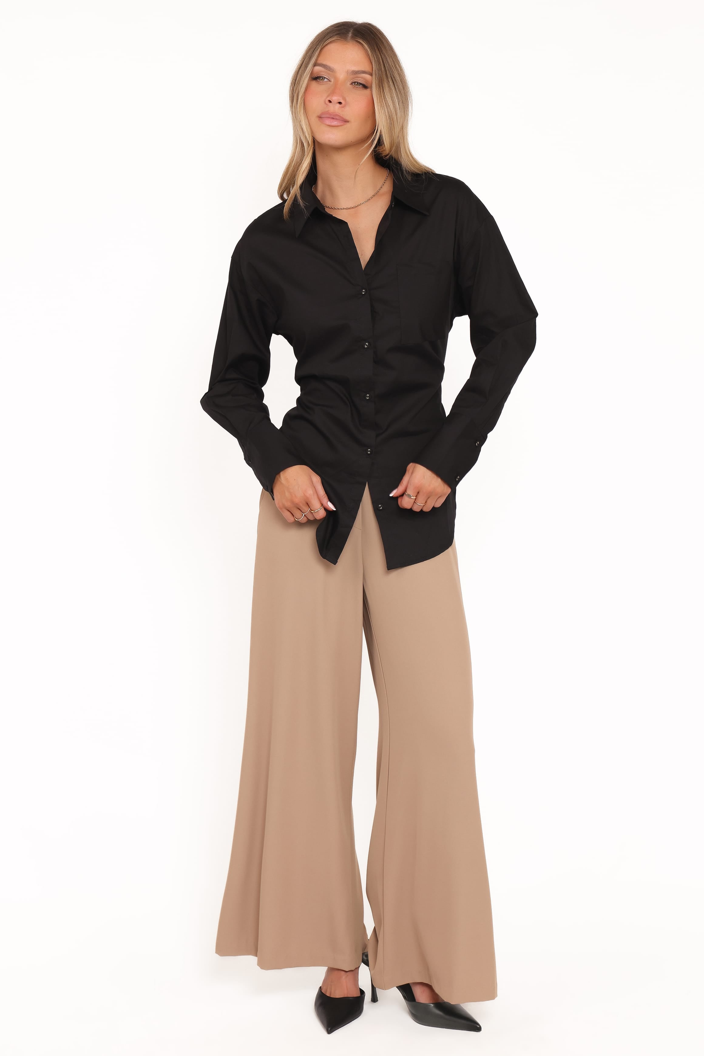 TOPS Yacra Tie Shirt - Black