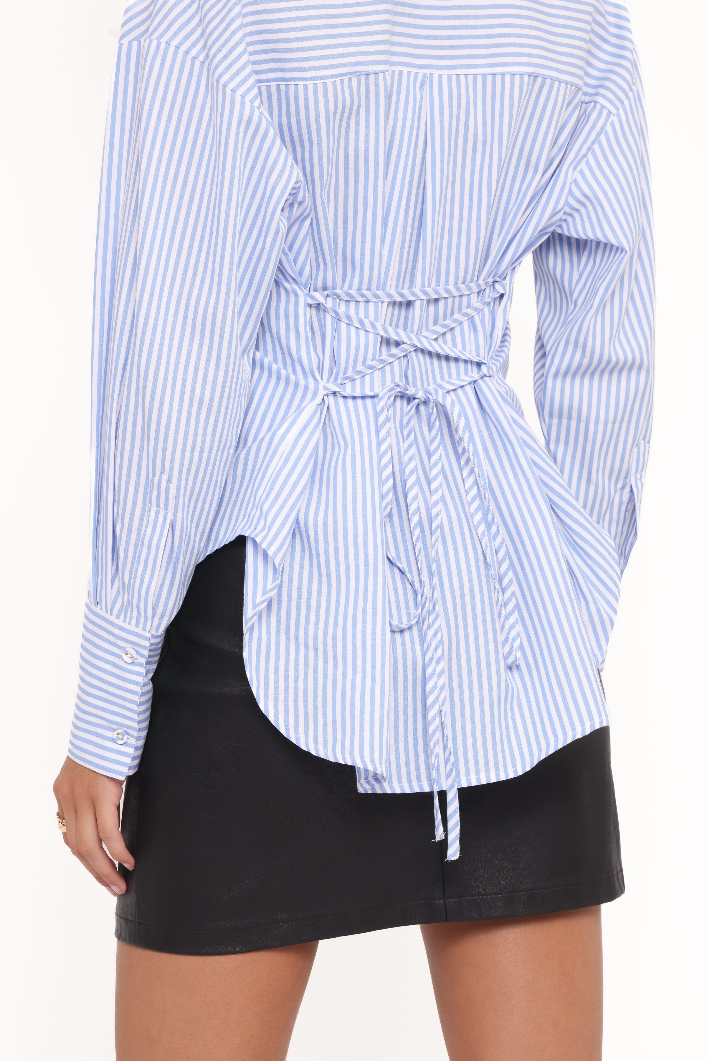 TOPS Yacra Tie Shirt - Blue White Stripe