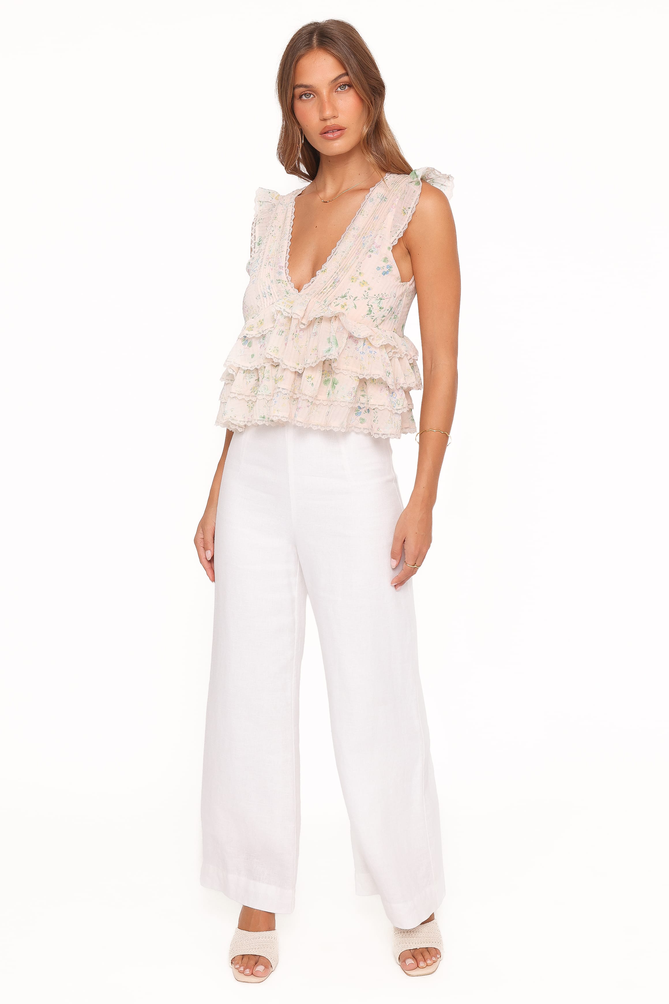 TOPS Yana Ruffle Top - Pastel Pink Floral