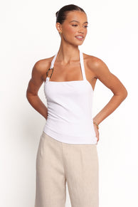 TOPS Yulissa Halter Knit Top - White