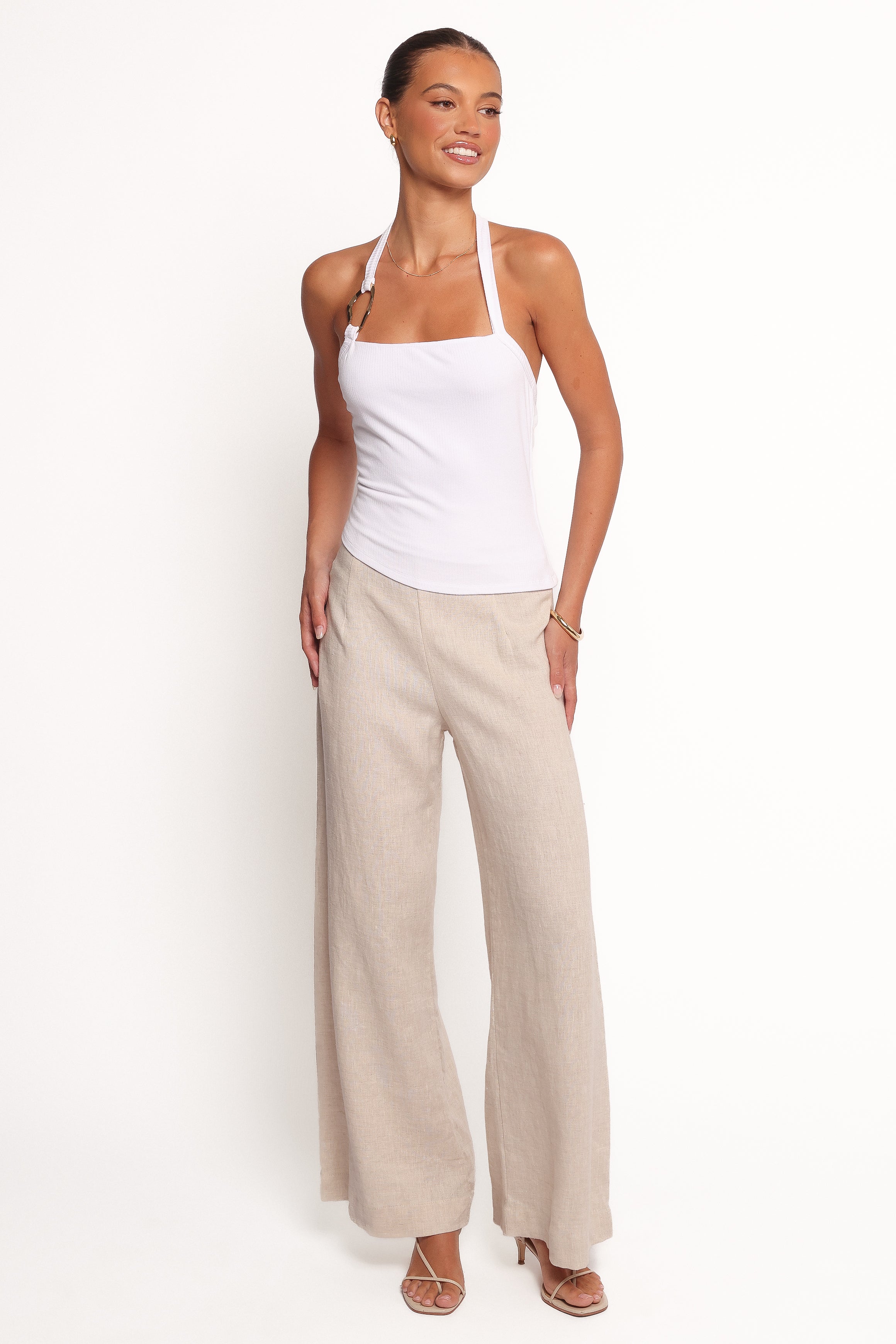 TOPS Yulissa Halter Knit Top - White