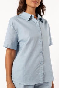 TOPS @Yuma Button Down Top - Blue