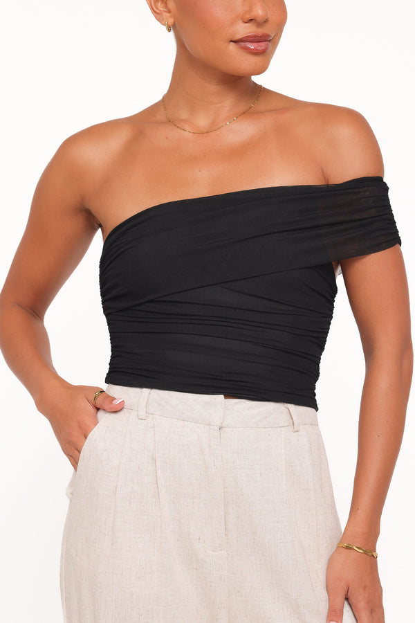TOPS Zachary One Shoulder Top - Black