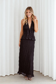 TOPS Zafira Textured Halter Top - Black