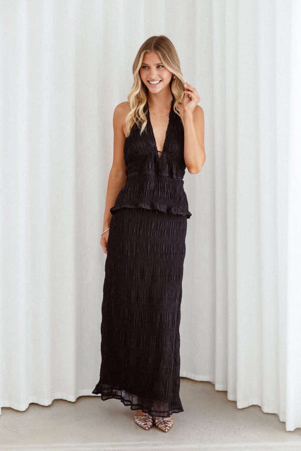 TOPS Zafira Textured Halter Top - Black