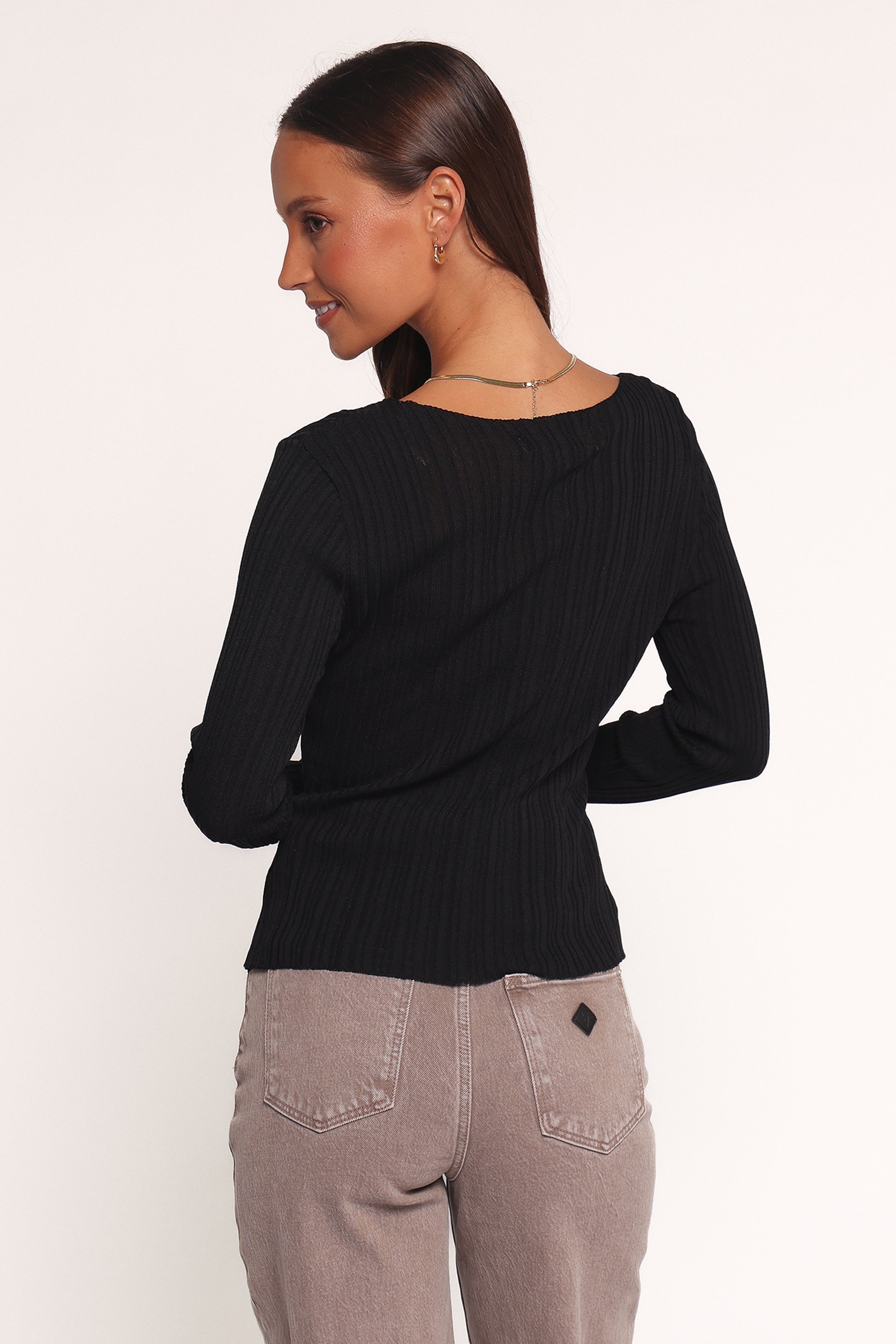 TOPS Zami Ribbed Cardigan Top - Black