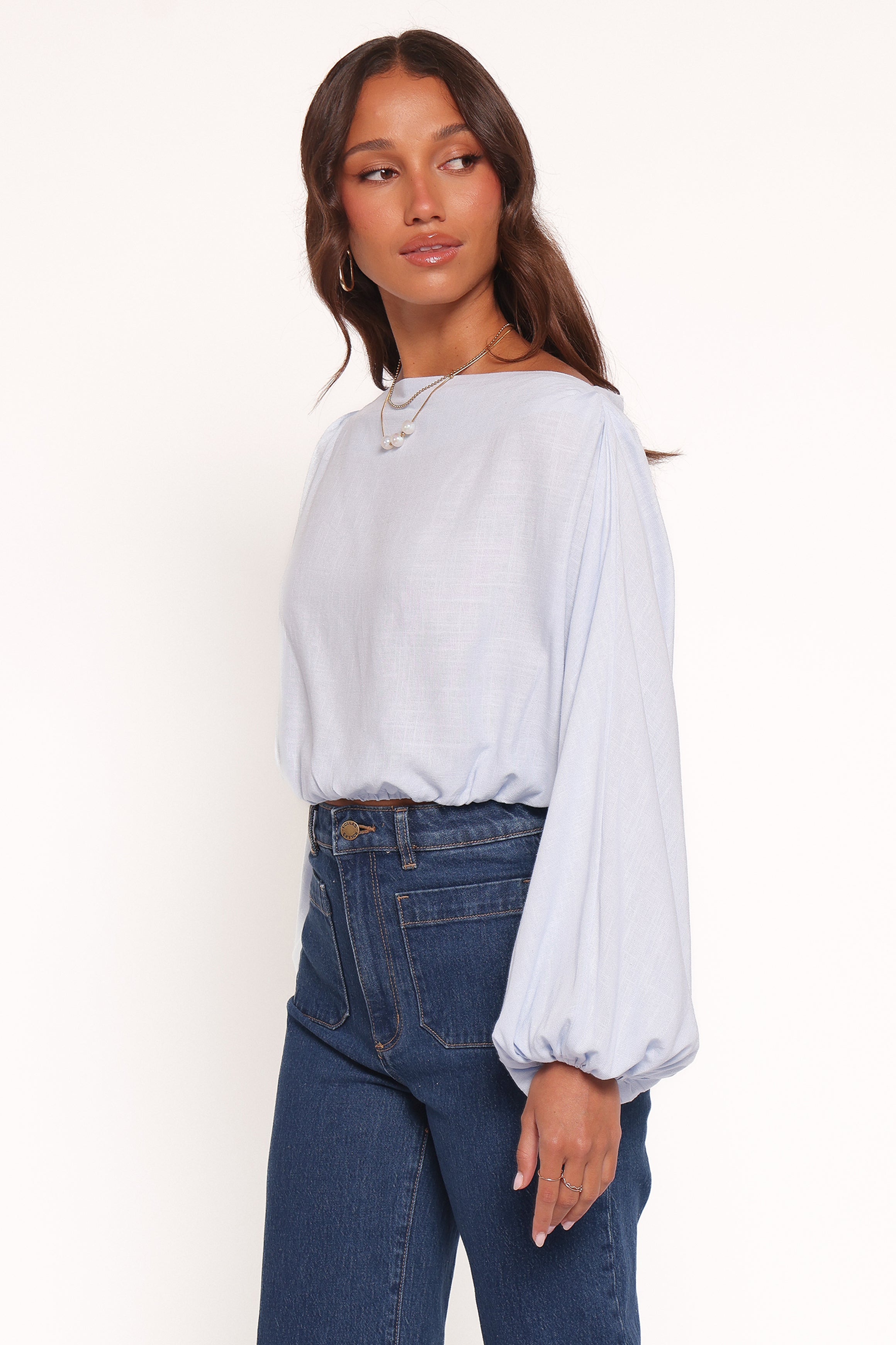 TOPS Zara Long Sleeve Top - Light Blue