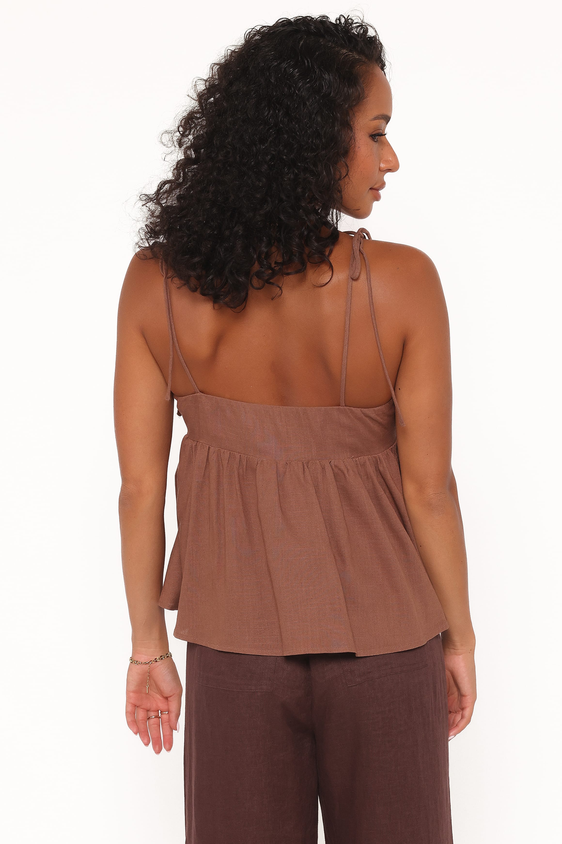 TOPS Zephyra Baby Doll Top - Brown