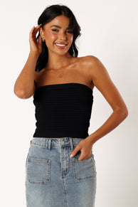 TOPS @Zia Strapless Knit Top - Black