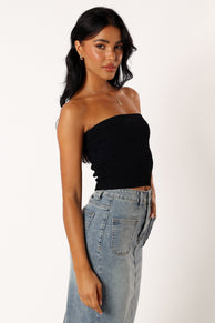 TOPS @Zia Strapless Knit Top - Black