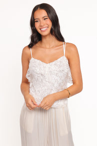 TOPS Zinnia Sequins Sleeveless Top - Ivory