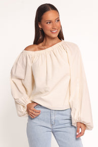 TOPS Zion Off Shoulder Long Sleeve Top - Ivory