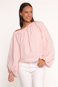 TOPS Zion Off Shoulder Long Sleeve Top - Pale Pink