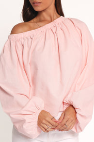 TOPS Zion Off Shoulder Long Sleeve Top - Pale Pink