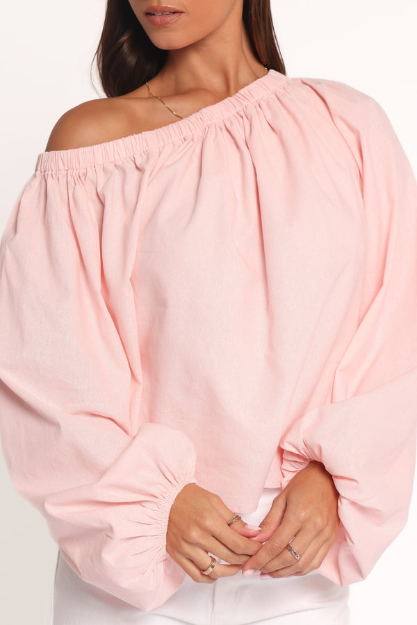 TOPS Zion Off Shoulder Long Sleeve Top - Pale Pink