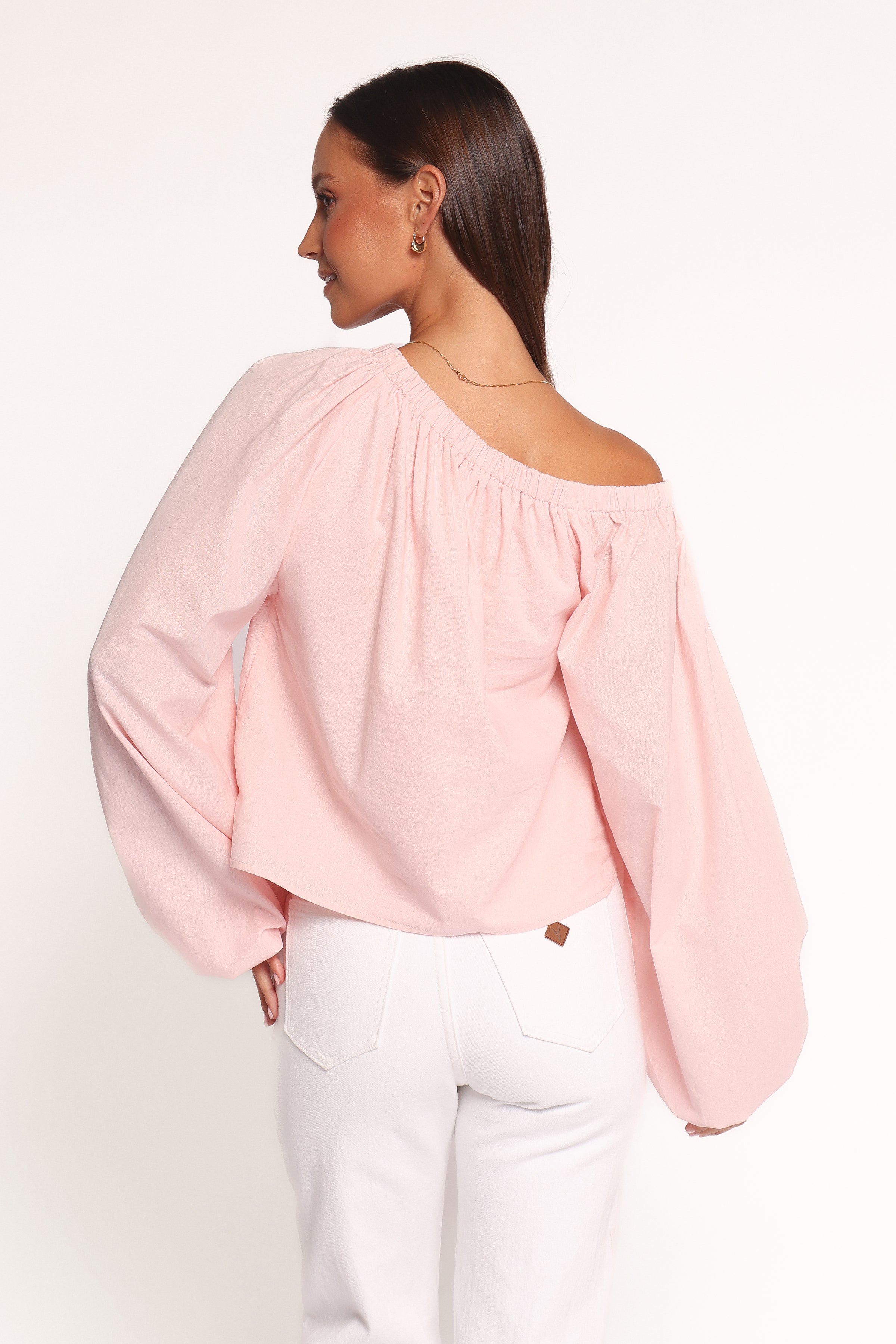 TOPS Zion Off Shoulder Long Sleeve Top - Pale Pink