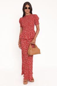 TOPS Zoella Peplum Top - Red Floral