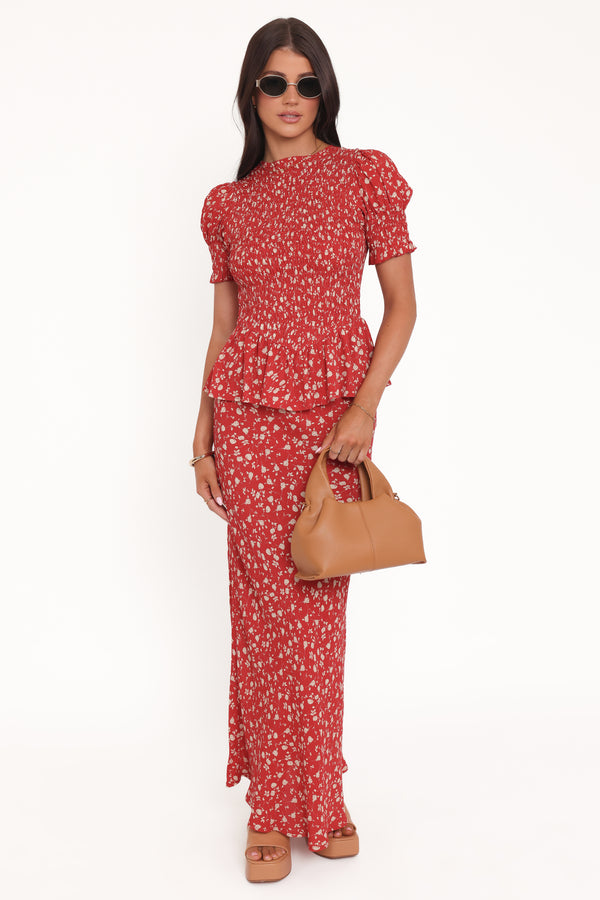 TOPS Zoella Peplum Top - Red Floral