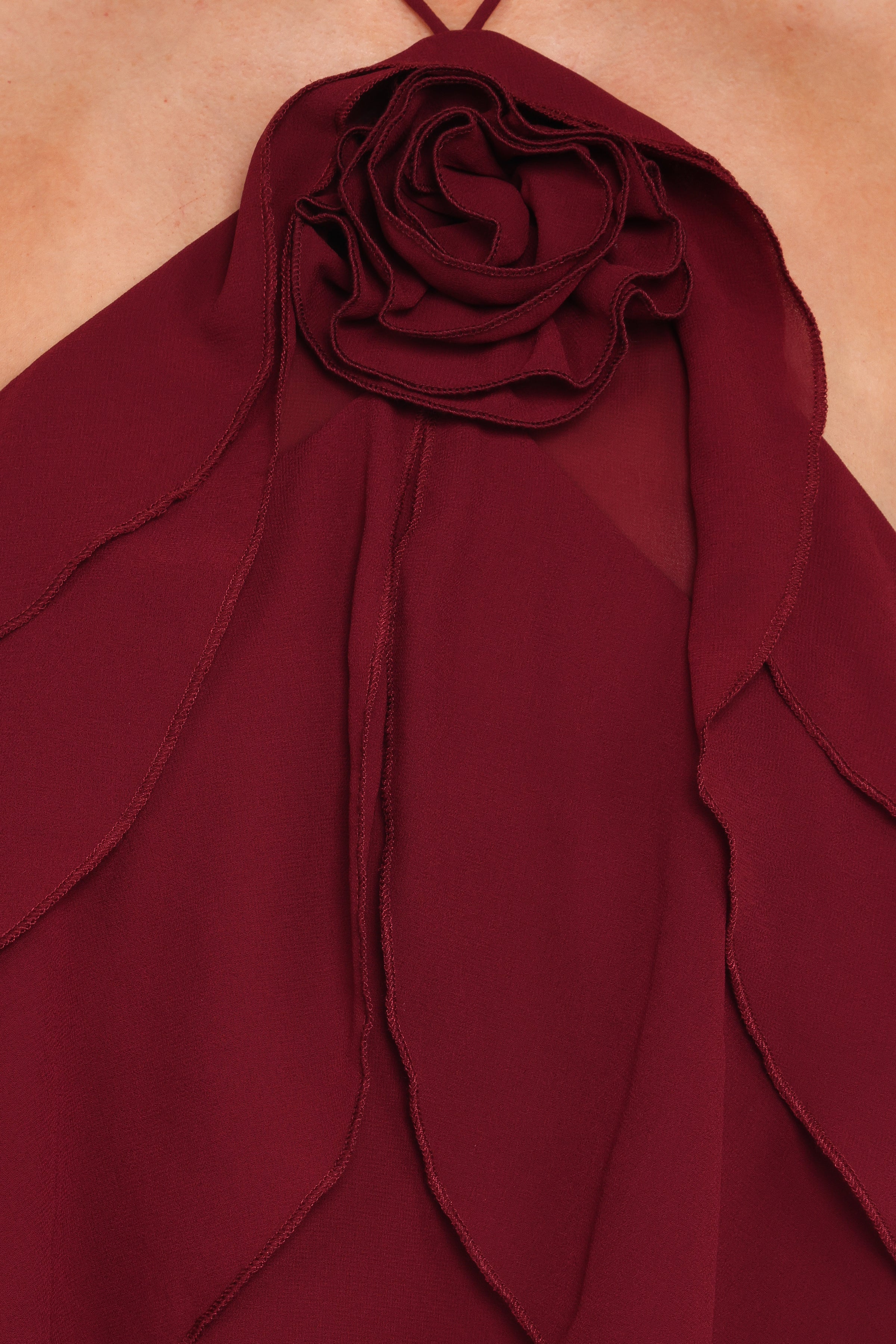 TOPS Zorina Halter Neck Chiffon Top - Burgundy