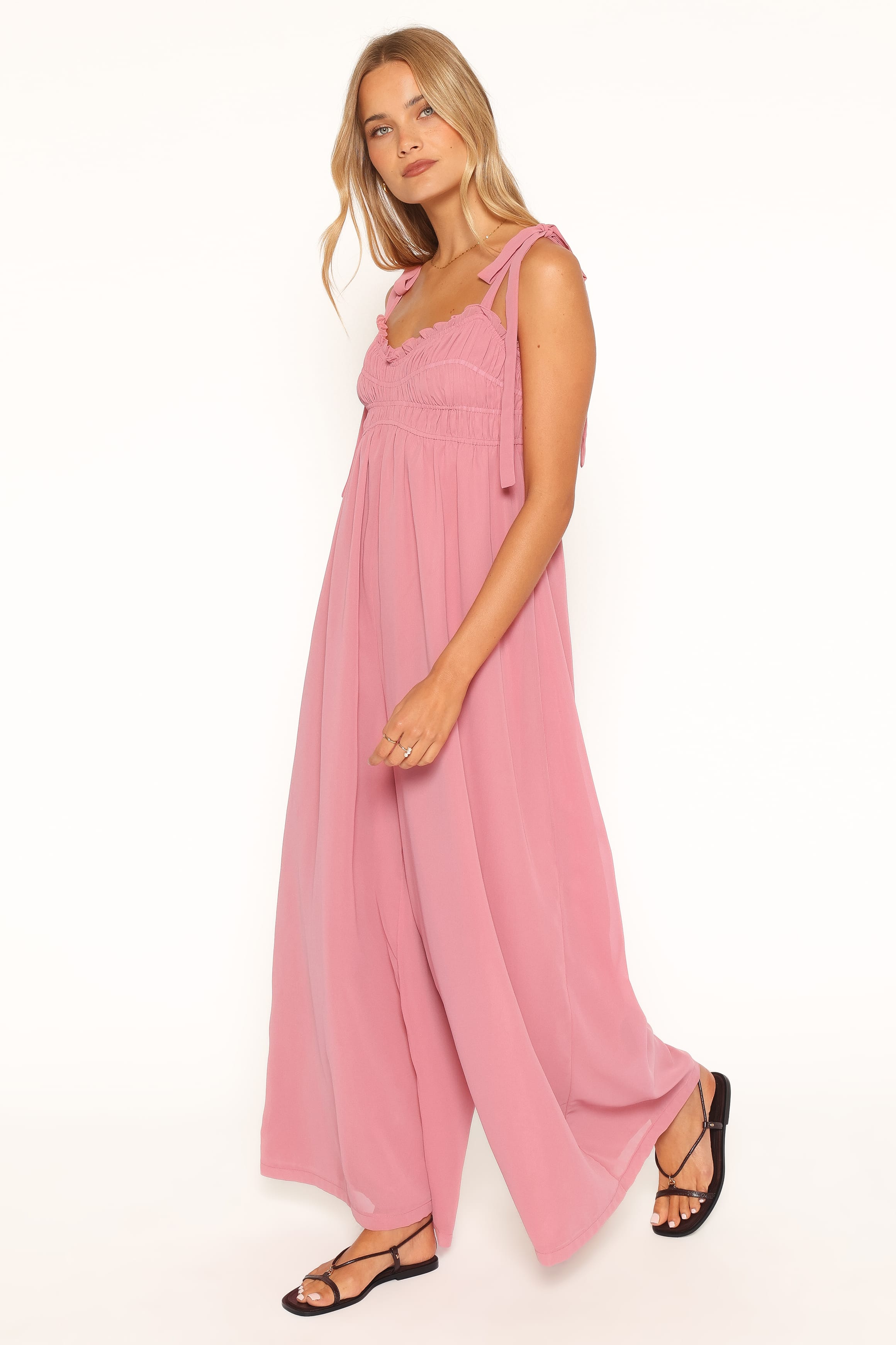 PLAYSUITS Andie Tie Jumpsuit - Rose Pink