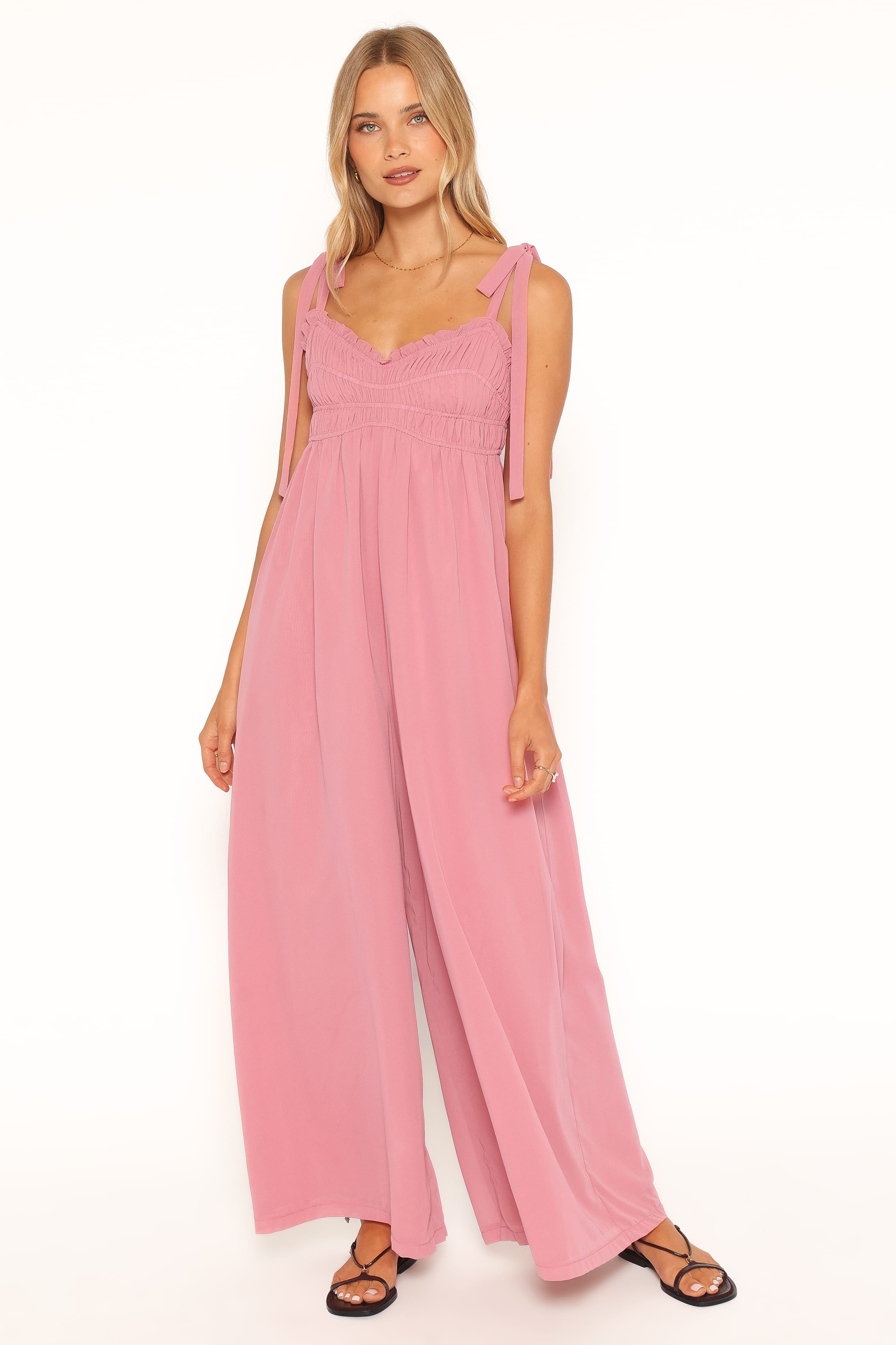 PLAYSUITS Andie Tie Jumpsuit - Rose Pink