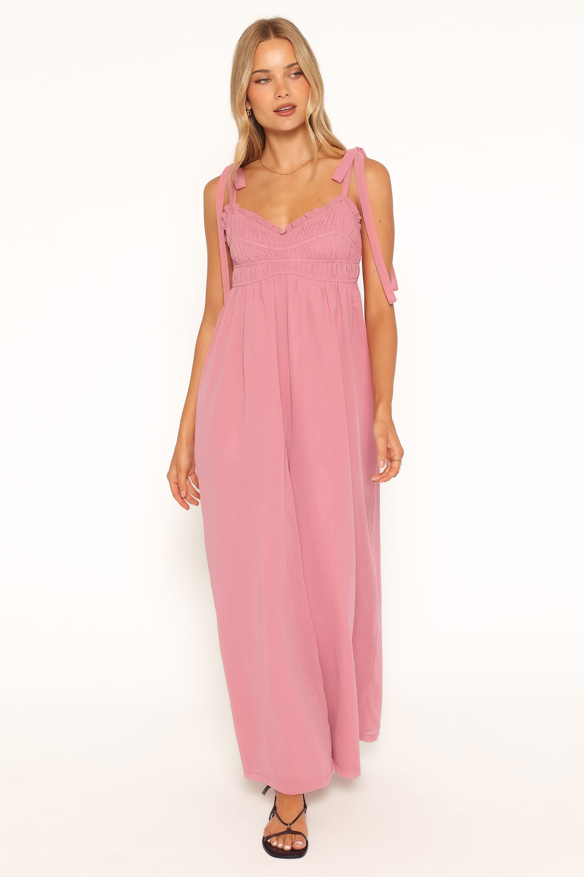 PLAYSUITS Andie Tie Jumpsuit - Rose Pink