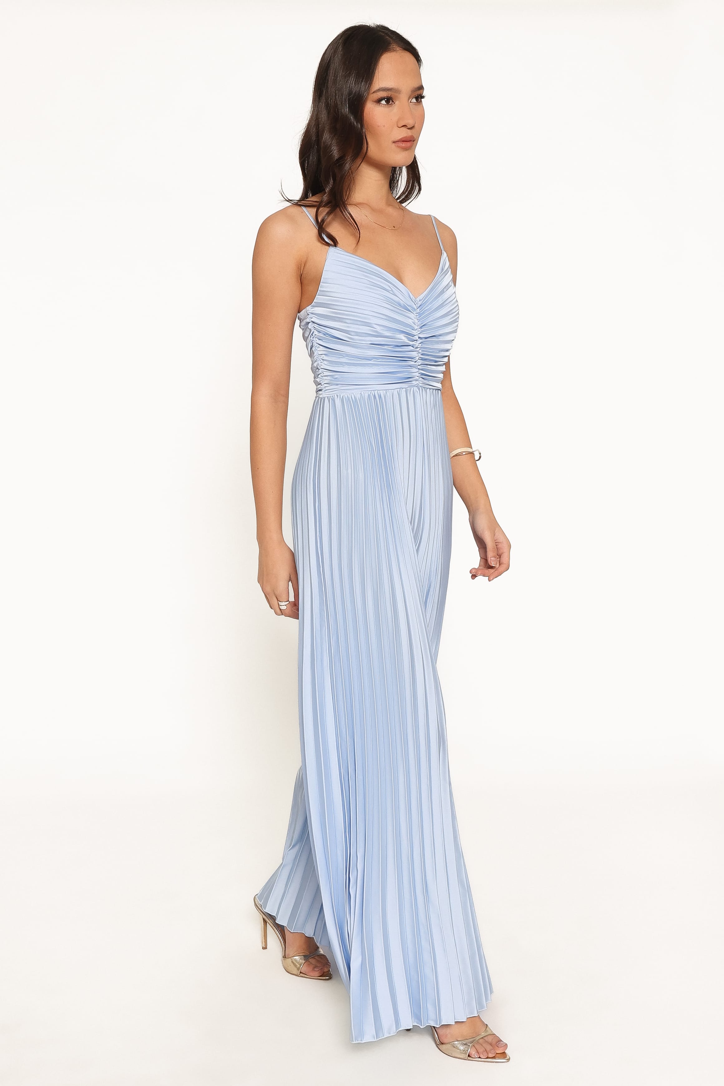 PLAYSUITS Angelique Pleated Jumpsuit - Light Blue