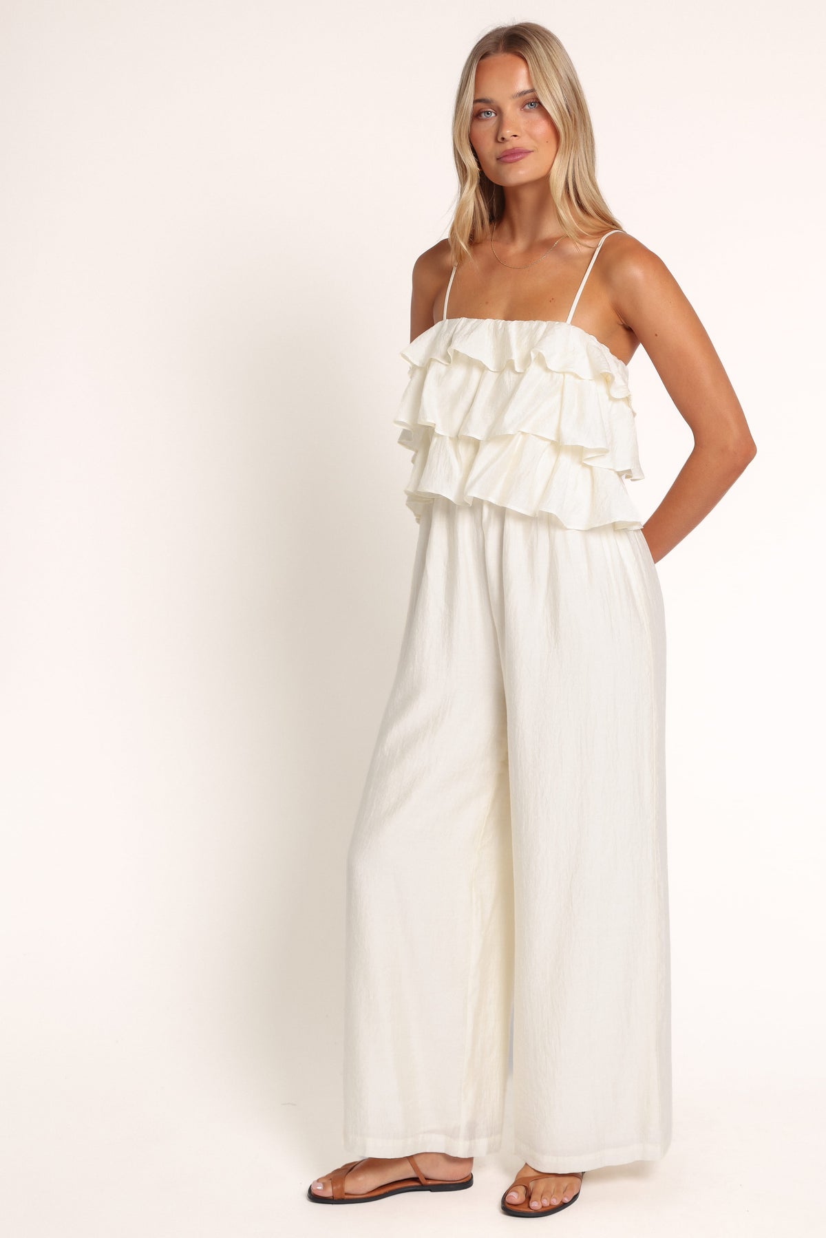 PLAYSUITS Briony Tiered Bodice Jumpsuit - Ivory