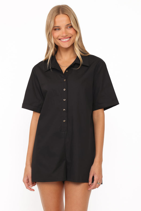 PLAYSUITS Calypso Button Front Playsuit - Black