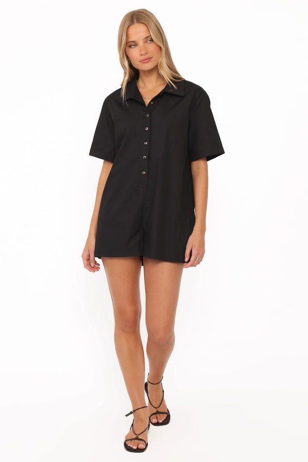 PLAYSUITS Calypso Button Front Playsuit - Black