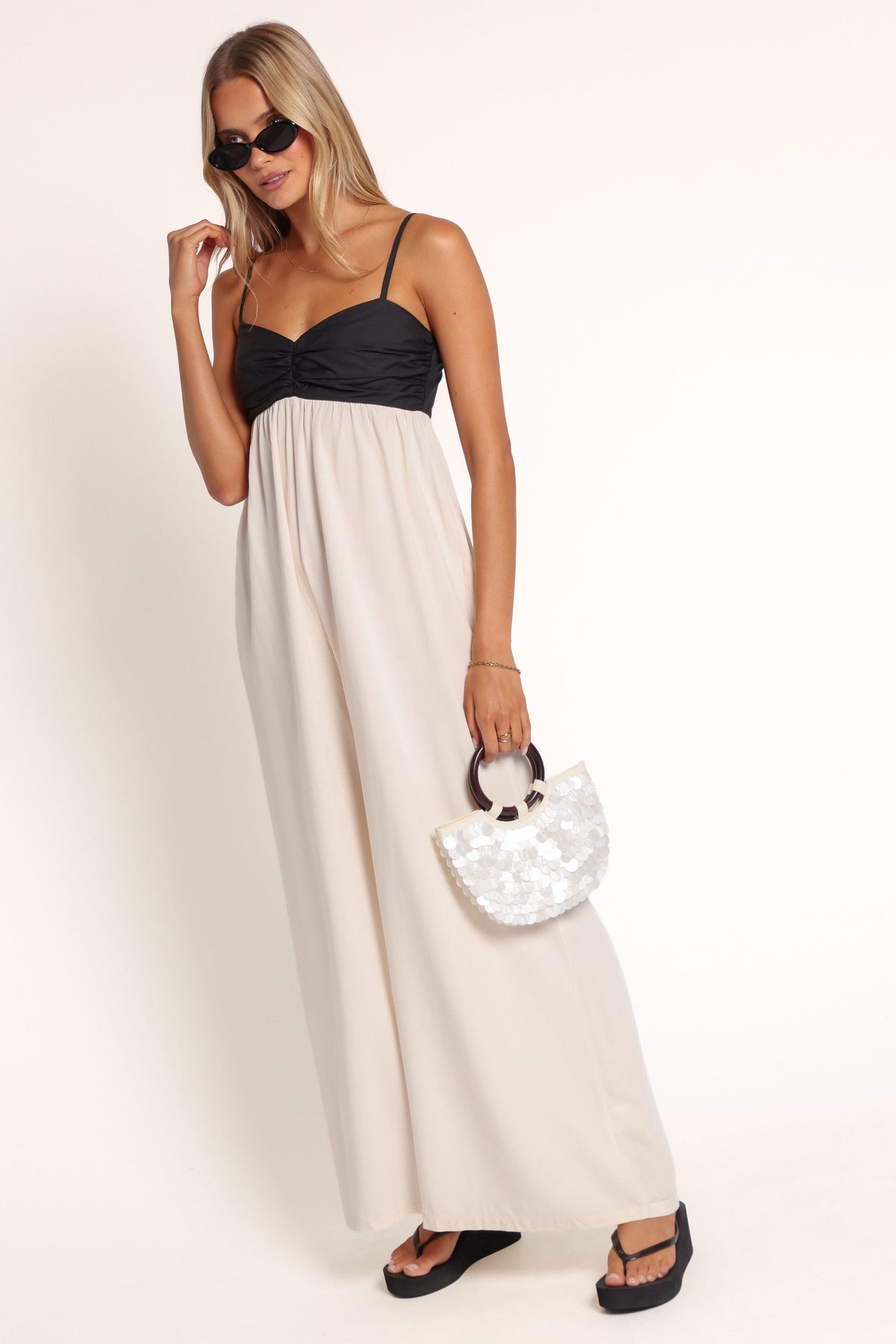 PLAYSUITS Dennie Contrast Jumpsuit - Cream/Black